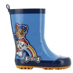 PAW PATROL Gummistiefel Jungen von 1 bis 6 Jahre, Ungefütterte Warme Regenstiefel mit Chase und Marshall Motiv 22 EU, Wasserdichte Regenschuhe Mädchen, Bequemer Kinderschuhe, Schlupfstiefel, Blau von Leomil