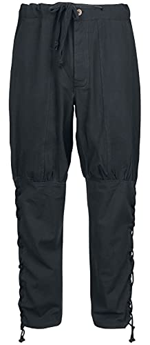 Leonardo Carbone Hose mit Beinschnürung Männer Hose schwarz M 100% Baumwolle Kostüme, Mittelalter von Leonardo Carbone