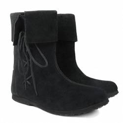 Leonardo Carbone Mittelalter Stulpenstiefel aus Velourleder 39/schwarz von Leonardo Carbone