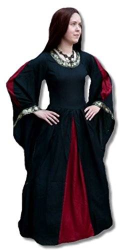 Leonardo Carbone New Romantic - Damen Langes Gothic Kleid Ariala XXXL/schwarz/rot von Leonardo Carbone