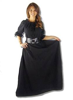 Mittelalter Marktkleid - Kurzarmkleid Josefine (M, schwarz) von Leonardo Carbone