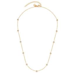 Leonardo Ciao Halskette Mini, Kette aus Edelstahl mit Anhängern gold, klare Glas-Kristalle, 40-45 cm, Anker-Kette, Damen Schmuck, 1 Stück 022919 von Leonardo Jewels