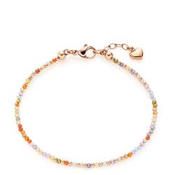 Leonardo Ciao Josy Armband aus Edelstahl, filigranes Armkettchen mit bunten Zirkonia-Steinen und Herz-Anhänger roségold, Damenschmuck, 021834 von Leonardo Jewels