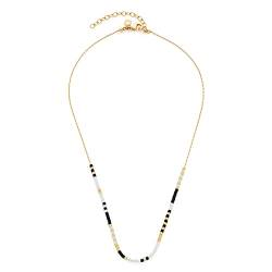 Leonardo Ciao Osira Halskette aus Edelstahl, filigrane Halskette aus Miyuki-Glasperlen, Perlenkette schwarz/gold/weiß, Damenschmuck, 022289 von Leonardo Jewels