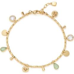 Leonardo Jewels Armband Ella, Arm-Schmuck aus Edelstahl, goldfarbene Zylinder-Perlen mit eingehangenen Anhängern, 18-20 cm Länge, Damen Schmuck, 023544 von Leonardo Jewels