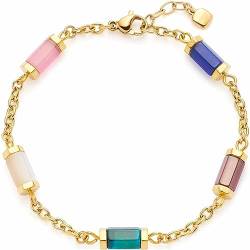 Leonardo Jewels Bruna Damen Armband aus Edelstahl IP Gold mit verschiedenen Halb-Edelsteinen, Länge 18,5-20 cm, besonderes Schmuck Geschenk für Frauen 023231 von Leonardo Jewels