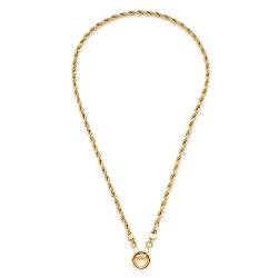 Leonardo Jewels Clip&Mix Cordula Halskette aus Edelstahl, kurze goldfarbene Halskette in Kordel-Optik mit Edelstahlring, Modeschmuck für Damen, 021802 von Leonardo Jewels