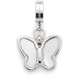 Leonardo Jewels Clip&Mix Minou Anhänger, Ketten-Anhänger aus Edelstahl, Schmetterling silber Perlmutt weiß, Armband-Charm, Damen Schmuck, 022887 von Leonardo Jewels