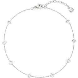 Leonardo Jewels Fußkettchen Ciao Janna, feine Edelstahl Fuss-Kette mit Kleeblatt-Ornamenten, silberfarben, 25-28,5 cm Länge, Schmuck Damen, 023858 von Leonardo Jewels