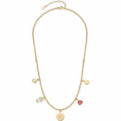 Leonardo Jewels Giselle Damen Halskette aus Edelstahl IP Gold mit 5 kleinen Charm Anhängern, Länge 45-50 cm, Schmuck Geschenk für Frauen 023214 von Leonardo Jewels
