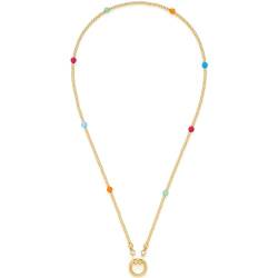 Leonardo Jewels Halskette Clip&Mix Smile, kurze Kette aus goldfarbenem Edelstahl, bunte Achat-Perlen, zum Anhängen von Charms, 45 cm Länge, Schmuck Damen, 023749 von Leonardo Jewels