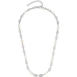 Leonardo Jewels Halskette Lindi, Collier silberfarben, Schiffsanker-Kettenglieder aus Perlmut und Edelstahl, 45-50 cm Länge, Geschenk Schmuck, 023541 von Leonardo Jewels