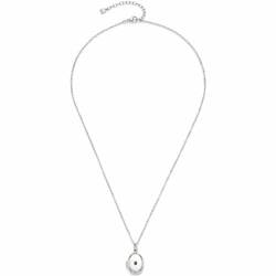 Leonardo Jewels Halskette Mida Muttertags Special, Kette aus Edelstahl, silberfarbene Spiegel-Ankerkette, aufklappbarer Medaillon-Anhänger mit schwarzem Glaskirstall, 50-55 cm Länge, 023387 von Leonardo Jewels