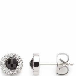 Leonardo Jewels Isa Damen Ohrstecker Set aus Edelstahl mit schwarzem Glasstein und Zirkonia Steinen, Durchmesser 0,7 cm, Schmuck Geschenk für Frauen 023349 von Leonardo Jewels