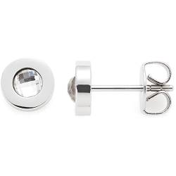 Leonardo Jewels Isa Ohrstecker, Ohrringe aus Edelstahl, Glas-Kristall Facetten-Schliff silber rund 7 mm, Plättchen-Stecker Damen Schmuck, 1 Paar, 022873 von Leonardo Jewels