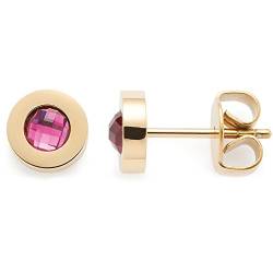 Leonardo Jewels Isa Ohrstecker, Ohrringe aus Edelstahl, Glas-Kristall pink, Facetten-Schliff gold, 7 mm, Plättchen-Stecker Damen Schmuck, 1 Paar, 022875 von Leonardo Jewels