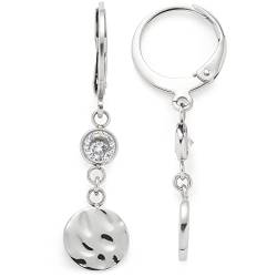 Leonardo Jewels Milou Ohrhänger, Ohrringe aus Edelstahl mit Plättchen-Anhänger rund, Zirkonia-Stein, silber 3,4 cm lang, Damen Schmuck, 1 Paar, 022489 von Leonardo Jewels