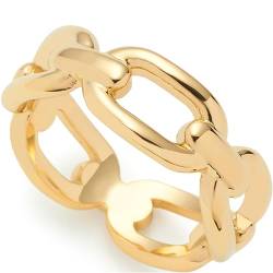 Leonardo Jewels Ring Mathilde, Band-Ring aus goldfarbenem Edelstahl, Gr. 19 (60), trendiger Kettenglieder-Look, Chunky Chain, Damen Schmuck, 024271 von Leonardo Jewels