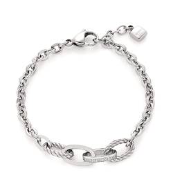 Leonardo Mascha Armband aus Edelstahl 1 Stück, silberfarbenes Gliederarmband, Armkettchen aus zirkonia-besetzten Kettengliedern, Damenschmuck, 021743 von Leonardo Jewels