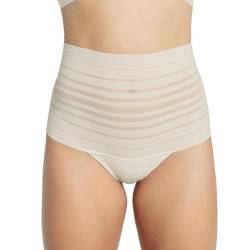 Leonisa Damen String Tanga Unterhose - Shapewear Miederhose mit Bauchweg Effekt-Elfenbein-S von Leonisa