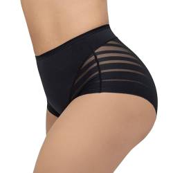 Leonisa Shapewear Bauchweg Damen Slip mit transparenten Tülleinsätzen-Schwarz-L von Leonisa