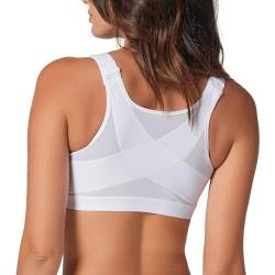 Leonisa Vorderverschluss volle Abdeckung Rücken Unterstützung Haltungskorrektor BH für Frauen - Weiß - 80D von Leonisa