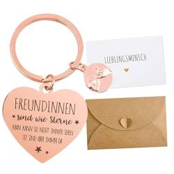 Geschenk Freundin Geburtstag, Schlüsselanhänger für Die Freundin mit Grußkarte und Umschlag, Geschenk Beste Freundin Geburtstag Abschiedsgeschenk Freundschaftsgeschenke Freundin Geschenk (Rosa) von Leonshco