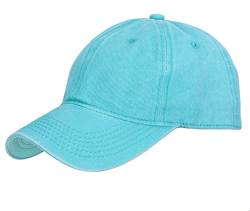 Leoodo Baseball Cap Herren Damen 6 Panel Vintage im Washed Used Look, Unisex Baumwolle Baseballkappe Basecap Mütze Outdoor Running Freizeit Sport Verstellbar Einfarbig, Mütze Farbe 2020:Grün von Leoodo