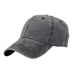 Leoodo Baseball Cap Herren Damen 6 Panel Vintage im Washed Used Look, Unisex Baumwolle Baseballkappe Basecap Mütze Outdoor Running Freizeit Sport Verstellbar Einfarbig, Mütze Farbe 2020:Schwarz von Leoodo