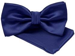Leoodo Fliege mit Einstecktuch Schleife Fliege Set für Party Hochzeit Geburtstag verstellbare Bow Tie bereits gebunden mit Box, FG Farbe:Blau von Leoodo