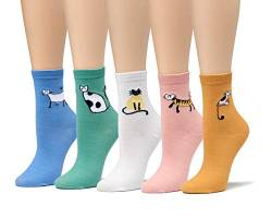 Leotruny Damen-Socken, bunt, niedlich, mit Geschenkbox, X-5paars-einfarbige Farbe, Medium von Leotruny