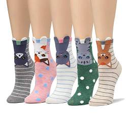 Leotruny Damen-Socken, bunt, niedlich, mit Geschenkbox, X-5pairs-stripes, Medium von Leotruny