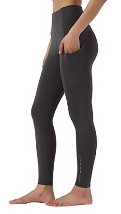 Leovqn Damen Sport Leggings Blickdicht Sporthose Hohe Taille Yoga Leggings mit Seitentaschen Graphitgrau XL von Leovqn