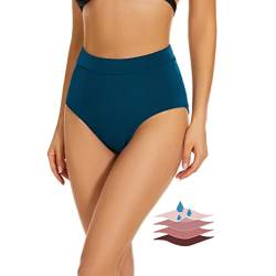 Leovqn Perioden Bikinihosen UPF 50+ Wasserdicht Badeshorts Lichtfluss Perioden Bademode für Damen Mädchen Teens, Blaugrün, S von Leovqn