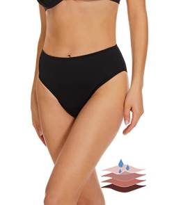 Leovqn Perioden Bikinihosen UPF 50+ Wasserdicht Badeshorts Lichtfluss Perioden Bademode für Damen Mädchen Teens, Dunkles Schwarz, M von Leovqn