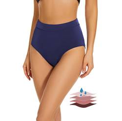 Leovqn Perioden Bikinihosen UPF 50+ Wasserdicht Badeshorts Lichtfluss Perioden Bademode für Damen Mädchen Teens, Marine, 2XL von Leovqn