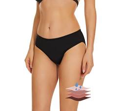 Leovqn Perioden Bikinihosen UPF 50+ Wasserdicht Badeshorts Lichtfluss Perioden Bademode für Damen Mädchen Teens, Neues Schwarz, XL von Leovqn