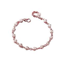 Armband Silber,Zierliche Damen-Silberarmbänder, 990Er Silber, Glattes Gesicht, Rosenblüten-Armband, Armreif, Verstellbares Silberarmband, Schmuckgeschenke für Frauen von LerijN