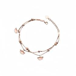 LerijN Armband Silber,Sterling-Silber-Armband Für Damen, S925-Silber, Roségold, Box-Kette, Mehrlagiges Armband, Armreif, Verstellbar, Ginkgo-Blatt-Charm-Armbänder, Schmuck, Geschenke Für Frauen von LerijN