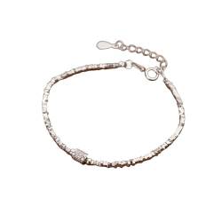 LerijN Armreif Silber,Sterling-Silber-Armband für Damen, Zierlicher S925-Armreif Aus Gebrochenem Silber, Verstellbarer, Zylindrischer Zirkonia-Charm-Armband, Schmuck, Geschenke für Frauen von LerijN