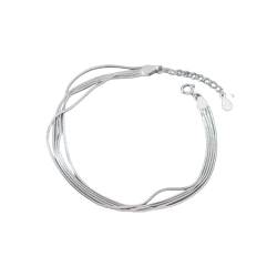 LerijN Armreif Silber,Zierliche Damen-Silberarmbänder S925 Silber Mehrschichtiges Schlangenknochen-Armband Armreif Verstellbare Silberarmbänder Schmuckgeschenke für Frauen von LerijN