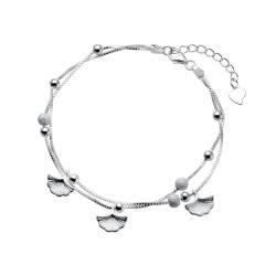 LerijN Silber Armband,Sterlingsilber-Armband Für Damen, Vintage-Stil, S925-Silber, Box-Kette, Geschichtetes Armband, Armreif, Verstellbar, Ginkgoblatt-Charm-Armbänder, Schmuck, Geschenke Für Frauen von LerijN