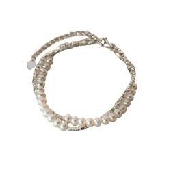 LerijN Silber Armband,Zierliche Damen-Silberarmbänder S925 Doppellagiges Bindfäden-Perlenbruch-Silberarmband Armreif Verstellbares Silberarmband Schmuckgeschenke für Frauen von LerijN