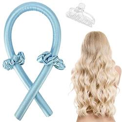 Heatless Curling Rod Headband, Silk Heatless Hair Curling Set, Sleeping Soft Headband Hair Styling Tools, Soft Foam Hair Rollers for Long Medium Hair (Blue) von Lerkely