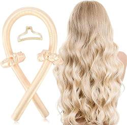 Heatless Curling Rod Headband, Silk Heatless Hair Curling Set, Sleeping Soft Headband Hair Styling Tools, Soft Foam Hair Rollers for Long Medium Hair (beige) von Lerkely