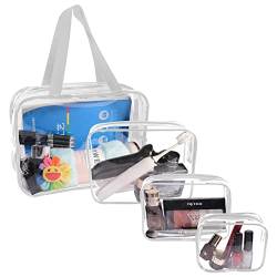 Lermende Transparente Reise Kulturtasche, Transparente Kosmetiktasche für Frauen, passende Tasche in verschiedenen Größen Make-up Tasche, 4er-Pack Schwarz (F-UK-4JT-Grey-ZZ) von Lermende