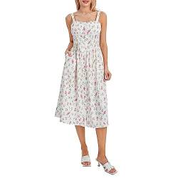 Damen Sommer Blumenkleid Korsett Blumen Korsett Wickelkleid Ärmellos Spaghettiträger Slim Fit Button Down A-Linie Blumenkleid Urlaub Strand Hochzeit Kleid Boho Ethnic Rüschenkleid Ausgehen Kleid von Lerrita