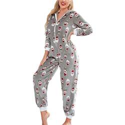 Damen Weihnachten Jumpsuit Weihnachten Schlafoveralls Kuscheliges Weihnachten Einteiler Pyjamas Langarm Slim Fit Strampler Weihnachten Hausanzug Schlafanzug Freizeitanzug Nachtwäsche Mit Kapuze von Lerrita