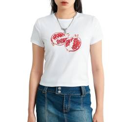 Damen Y2K Crop Top Kurzarm Obst Muster Slim Fit Oberteile Elastisch E-Girls Cropped Tee Tops Cute Grafik Baby Tee Basic Shirt Harajuku Crop Top 90S Kawaii Streetwear Vintage Aesthetic Outfit von Lerrita