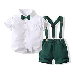 Lerrita Baby Jungen Sommer Festanzug Taufe Hochzeit Anzug Sommer 4 Teiliges Smoking Gentleman Anzug T-Shirt+Krawatte+Hosenträger+Kurze Hosen von Lerrita